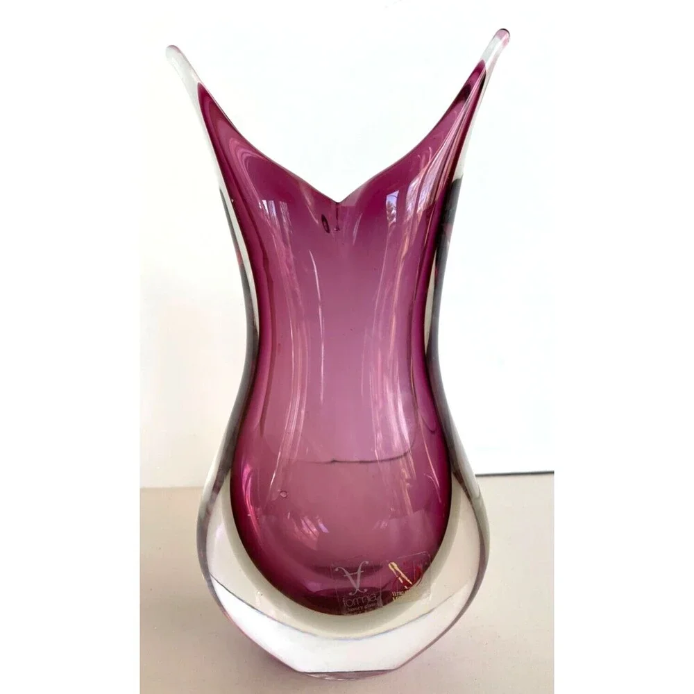 Vintage Murano Sommerso Teardrop Vase Purple 9